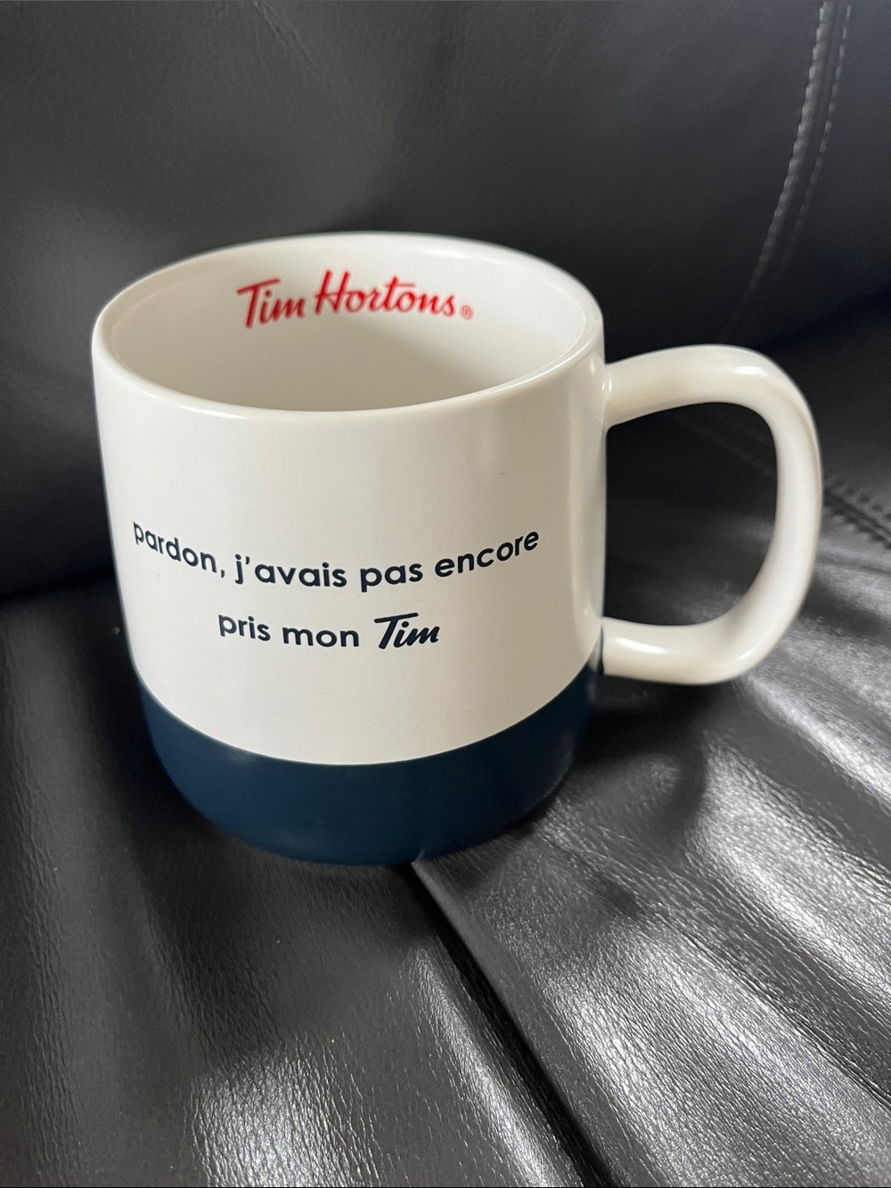 B.Tim Hortons White and Navy Ceramic Coffee Mug